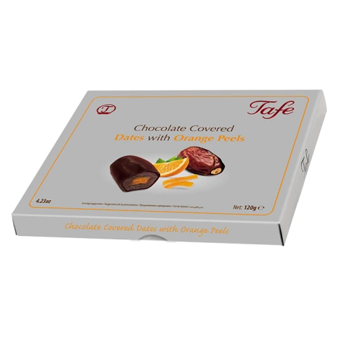 Dadlar med apelsinskal täckta i choklad