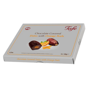 Dadlar med apelsinskal täckta i choklad