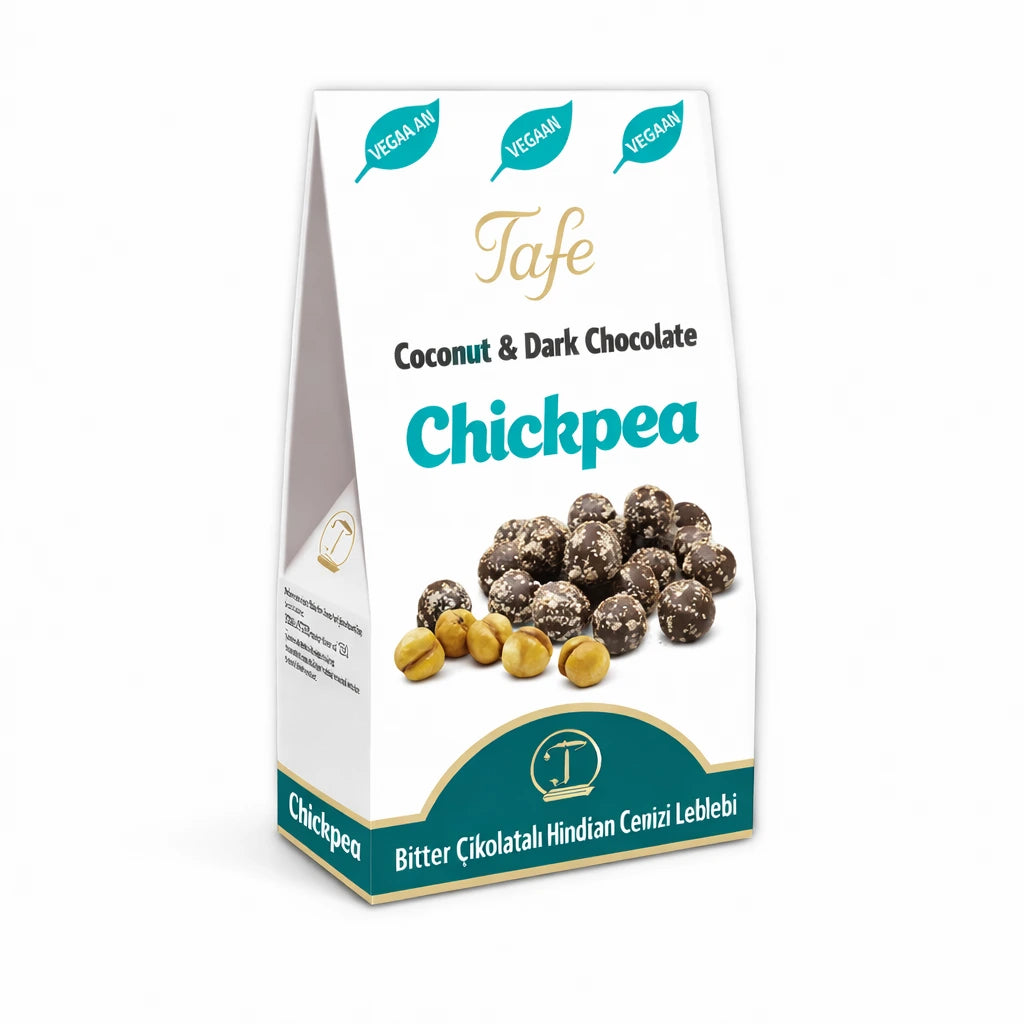 Kikärtor täckta med mörk choklad och kokos
