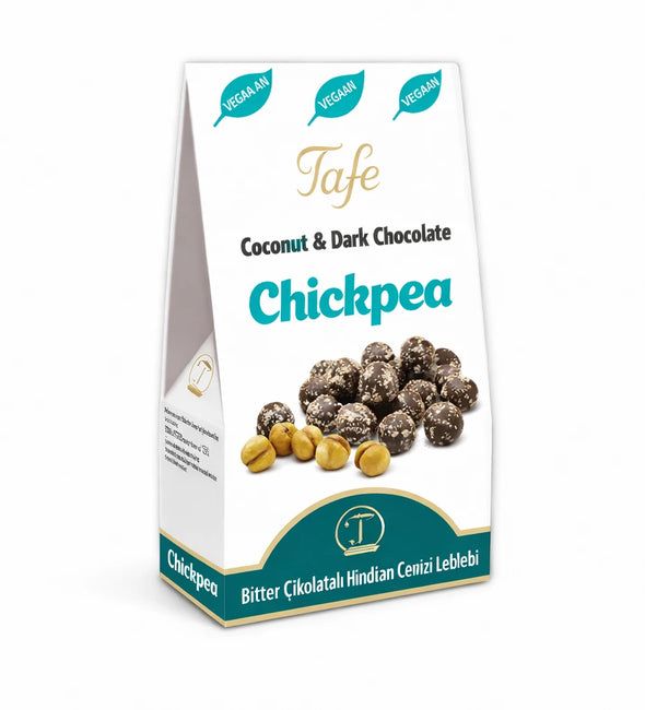 Kikärtor täckta med mörk choklad och kokos