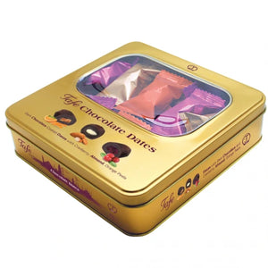 Dadlar täckt med choklad - olika smaker