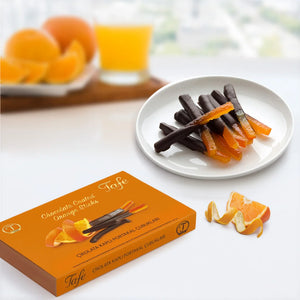 Apelsinskal täckt med choklad